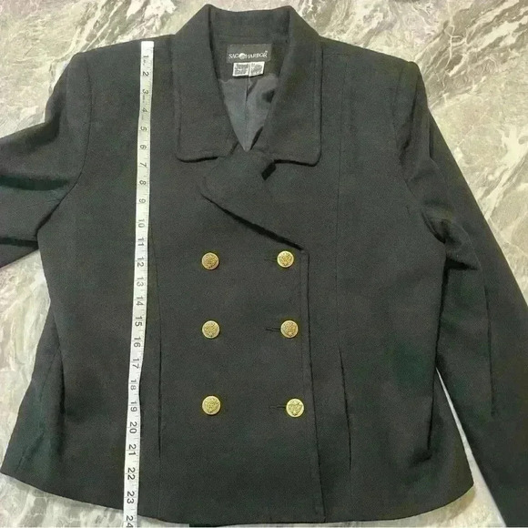 Sag Harbor Blazer Jacket Women’s Size 12 Wool Black Double Breasted Vintage - Picture 5 of 8